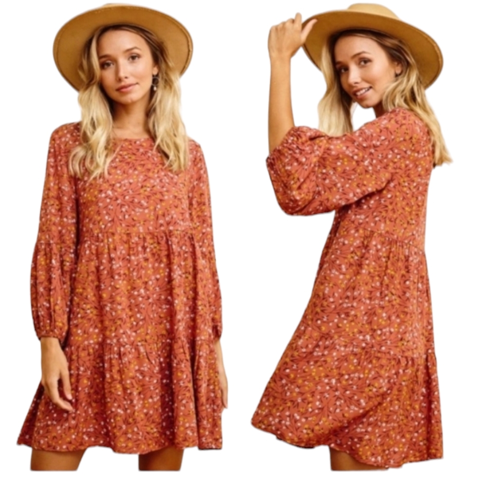 Boho Floral Print Tiered Dress✨️